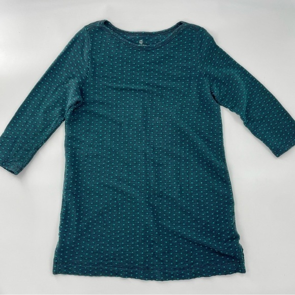 Land’s End Knit Swiss dot tunic top or mini dress navy blue green dots - Picture 1 of 9